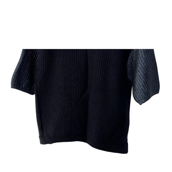 Tory Burch Womens XLarge Merino Wool Textured Knit Sweater Navy Metallic Blue - Picture 7 of 10